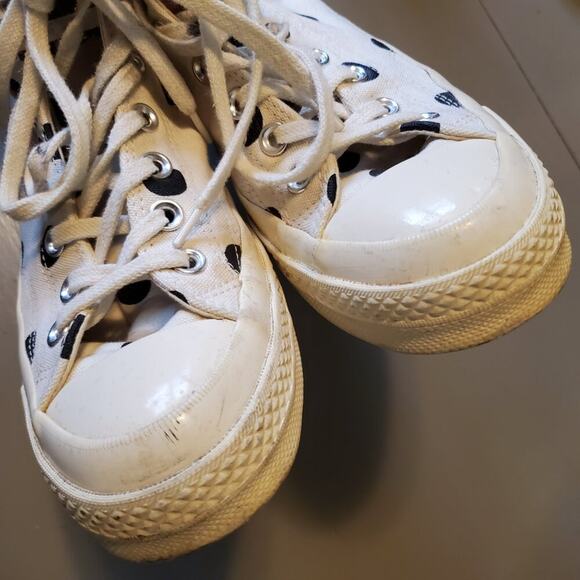 Comme Des Garcons PLAY x Converse Unisex Chuck Taylor High Top Sneakers Polka Do - Picture 9 of 12